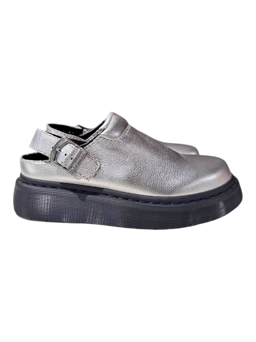 Dr. Martens  Silver Slingback Platform Clog